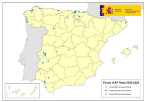 Detectado un foco de influenza aviar H5N1 en una explotación de corral en Huelva
